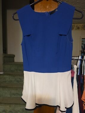 Sugarlips Royal Blue and Cream Flared Mini Dress